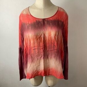 GYPSY 05 Boho Red Ombré Silk Top Sz L